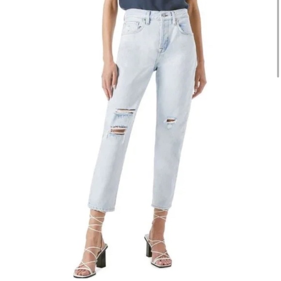 Frame Denim LeOriginal Button Fly Straight Jeans Howard Rips Distressed Size 26 - Picture 8 of 8